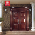 Puerta abatible de madera sólida exterior hecha en China / puerta de madera sólida tallada